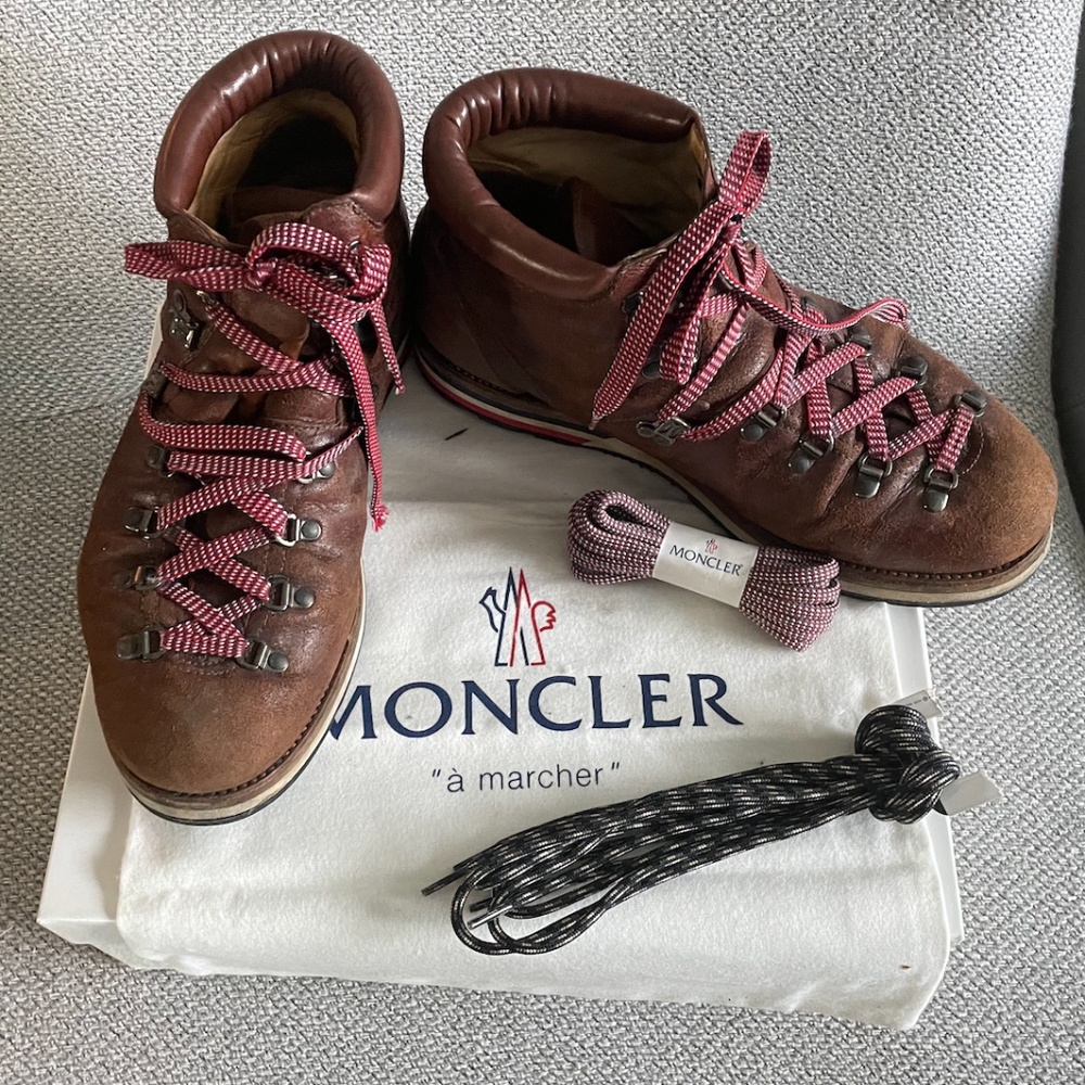 Moncler Brown Leather Vibram Matterhorn Hiking Boots Size 44